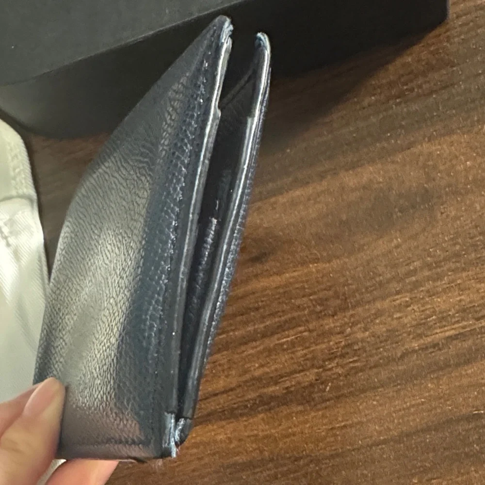 Pre-loved Valextra Dark Blue Leather Wallet